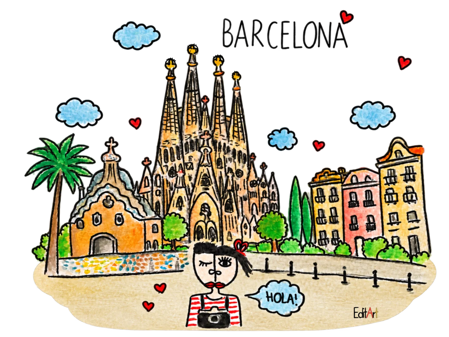 LIK — Barcelona, originalna ilustracija Edite Imamović