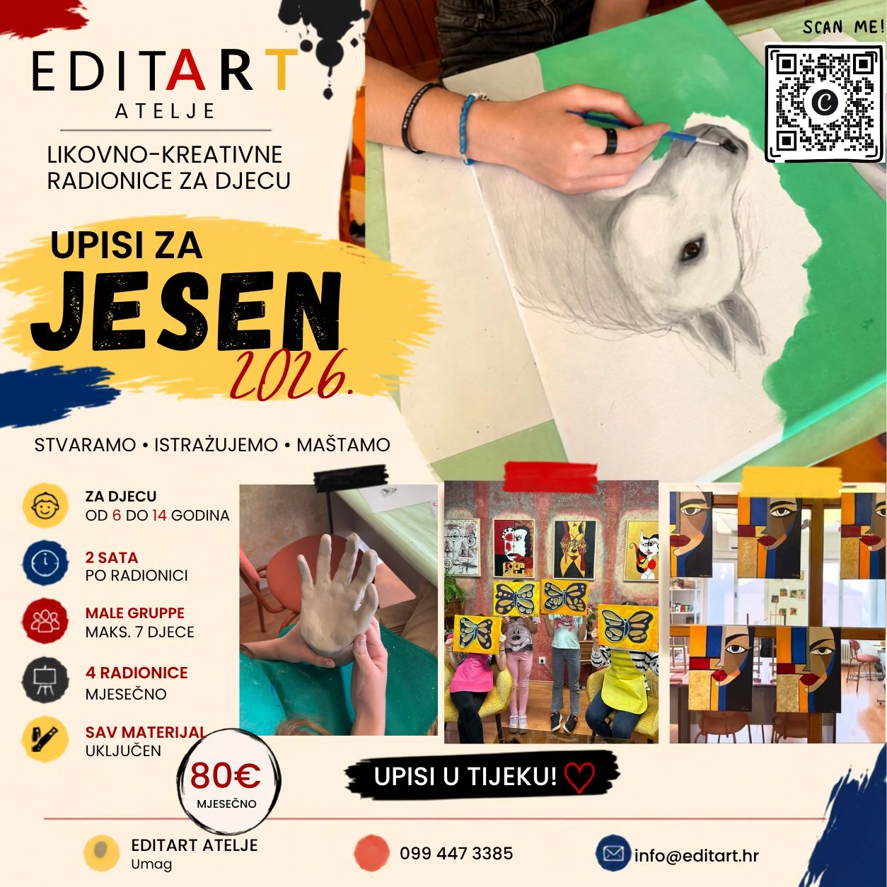 EditArt — upisi za jesen 2026. Likovno-kreativne radionice za djecu.