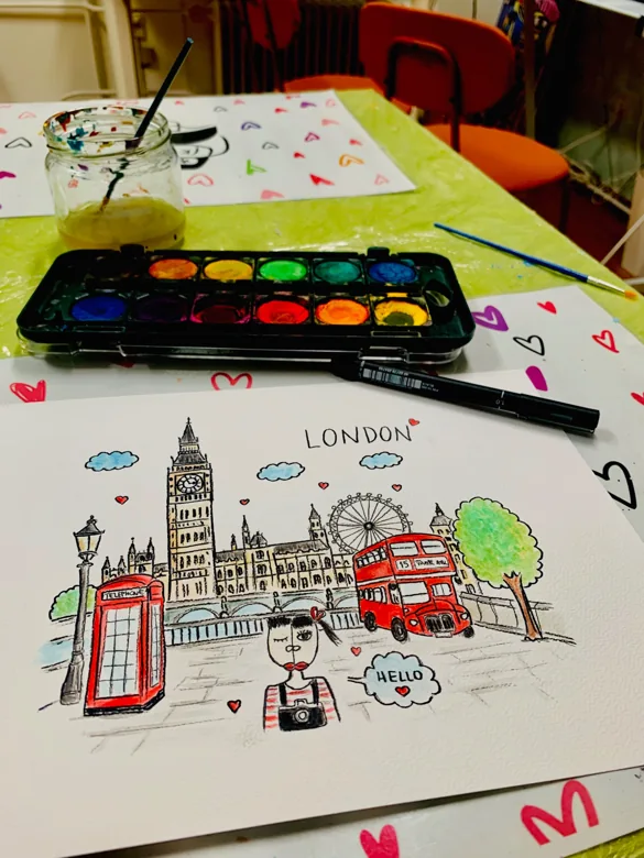 London — ručno oslikavanje akvarelom