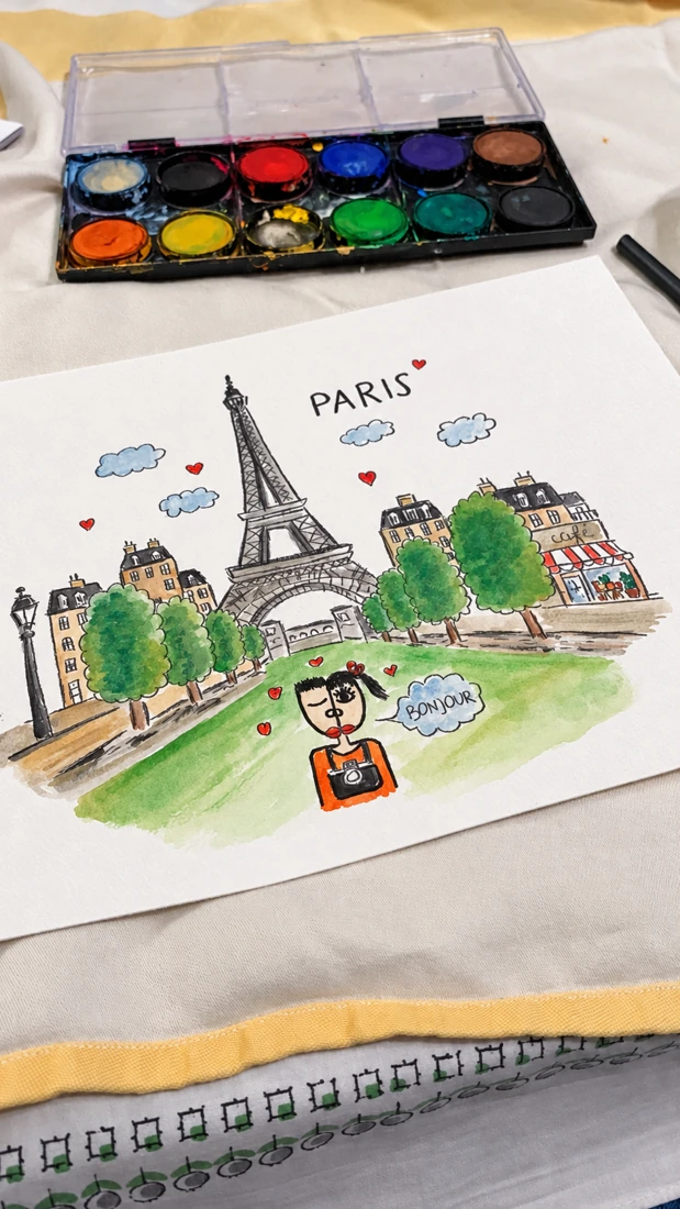 Pariz — originalna ilustracija na radnom stolu